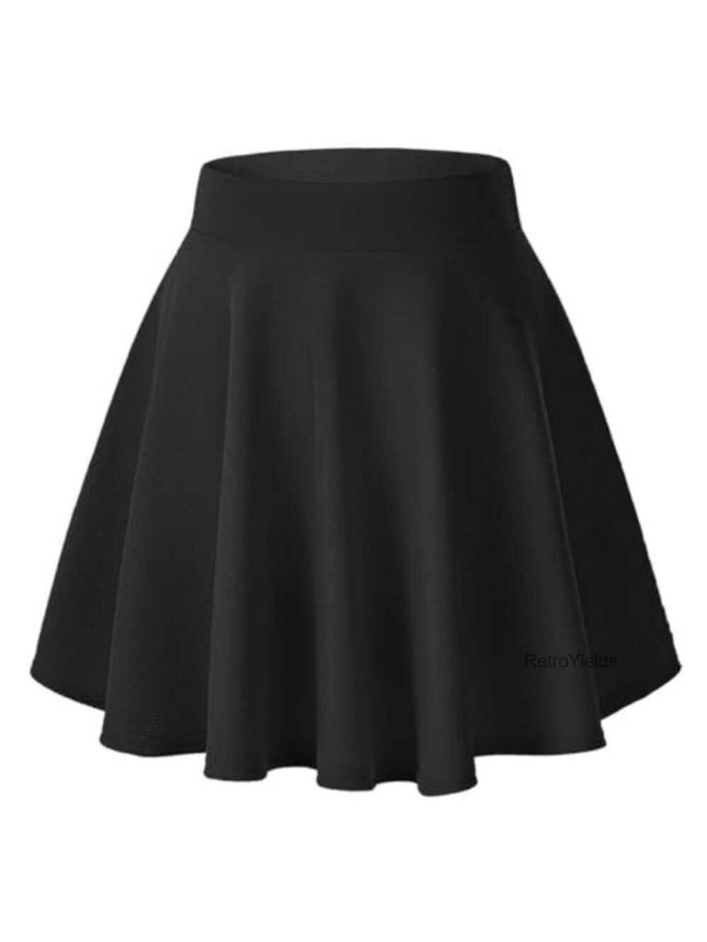 Stretchy Flared Casual Mini Skater Skirt High Rise Pull On
